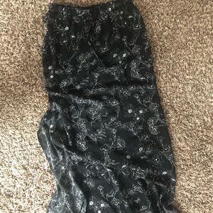 Black with White Floral Maxi Skirt